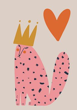 Illustration d'un animal fantastique rose avec une couronne sur Studio Allee