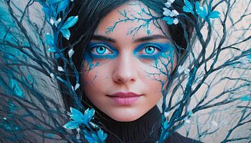 Frau mit Blaue Farbe von Mustafa Kurnaz