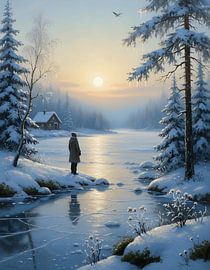 Der zugefrorene See unter der Wintersonne von Regan Frederick