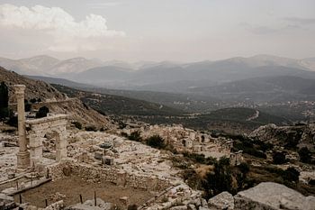 Ruines van een oude Romeinse stad in het Turkse berglandschap