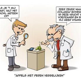 Cartoon; Comparing apples to oranges by Galerie Ringoot