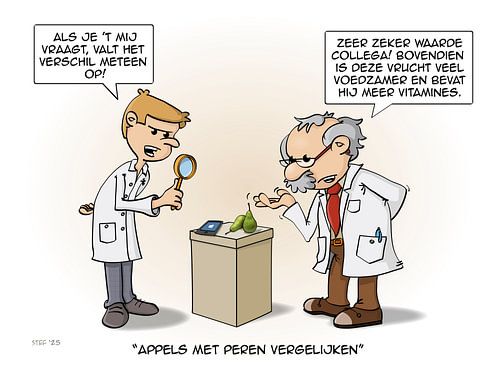 Cartoon; Appels met peren vergelijken van Galerie Ringoot