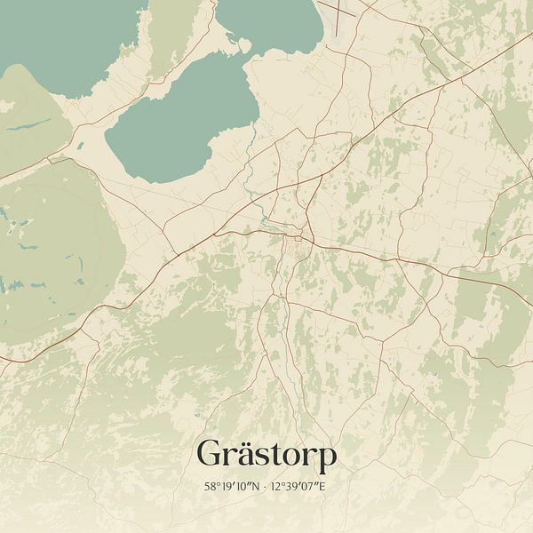 Carte d'époque de Grästorp, Suède. par Affiches de lieux