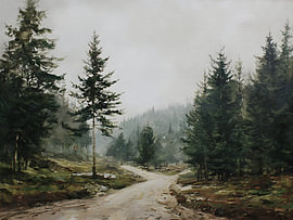 Route de la forêt de pins brumeuse sur IamHomeStudio