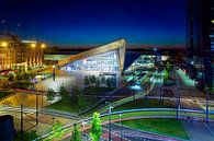 Rotterdam Centraal nachtfoto met lichtstrepen van Anton de Zeeuw thumbnail