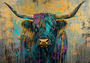 Schottische Highlander abstrakte Malerei