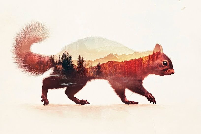 Eichhörnchen im Wald von Poster Art Shop