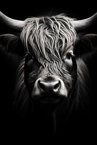 Minimalistisches Tier Portrait in Schwarz-Weiß