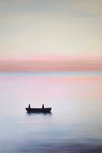 Quiet boat trip in the colourful twilight