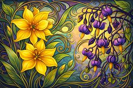 Tulips and Bittersweet Art Nouveau