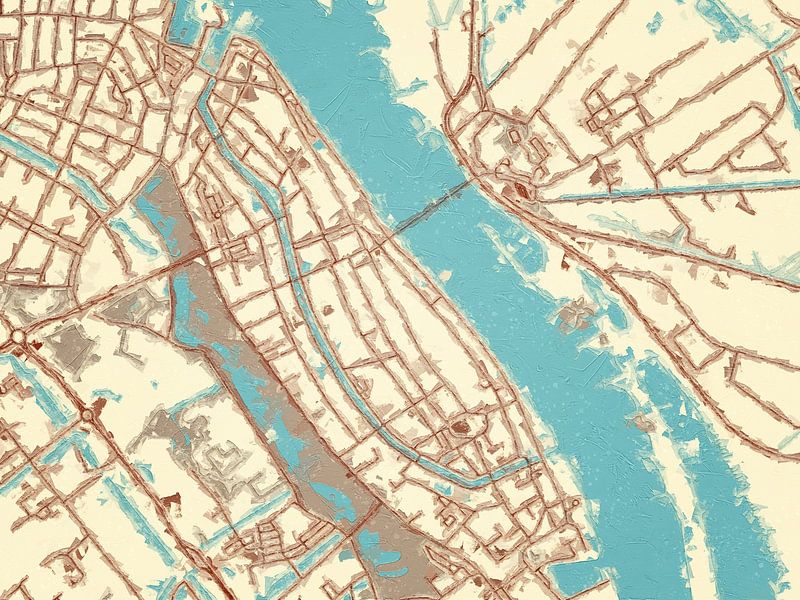 Map of Kampen Centrum in the style Blue &amp; Cream by De Kaartenwinkel