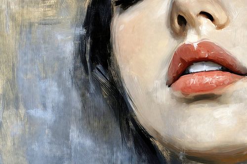 Portret met glanzende lippen