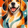 Abstract Beagle Dog Portrait – Modern Geometric Dog Wall Art by Dodik Hariyono