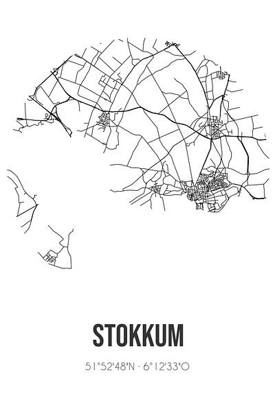 Stokkum (Gelderland) | Karte | Schwarz und Weiß von Ortsdrucke
