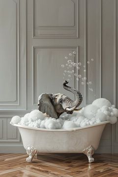 Olifant in bad - een buitengewoon badkamerkunstwerk van Felix Brönnimann