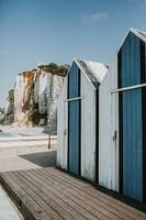 Beach huts along the chalk cliffs of Normandy | Etretat / Yport, France