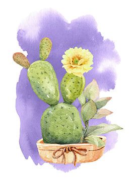 Kaktus mit Blüte von Printed Artings