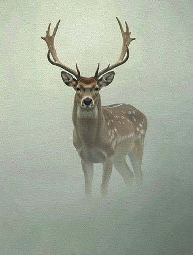 Majestueus hert Mistig Impasto wildportret