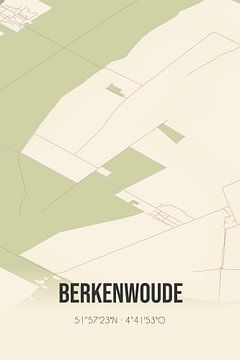 Vintage landkaart van Berkenwoude (Zuid-Holland) van Rezona