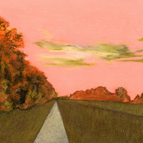 Weiland met roze lucht van Ellen Wels