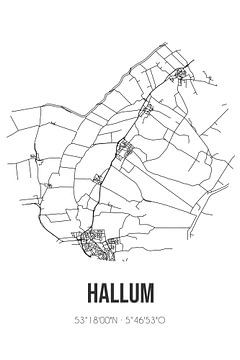 Hallum (Fryslan) | Landkaart | Zwart-wit van Rezona