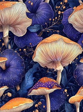 Mushrooms floral art 10 by JBJart Justyna Jaszke