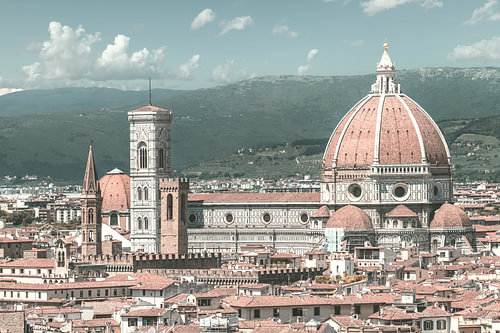 FLORENCE Uitzicht vanaf het Piazzale Michelangelo - stedelijke vintage-stijl