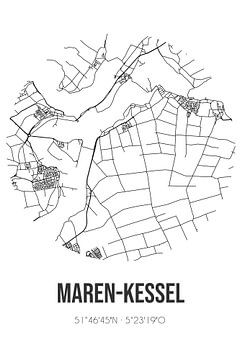 Maren-Kessel (Noord-Brabant) | Landkaart | Zwart-wit van MijnStadsPoster