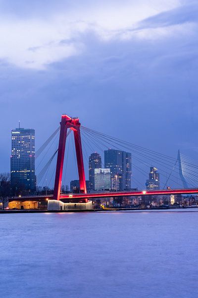 Willemsbrug at night Rotterdam Skyline by Sonny Vermeer