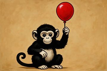 Cheerful monkey with balloon art