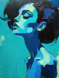 Abstract Blue Portrait by Wonderful Art