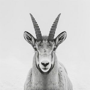 Steinbock in Schwarz-Weiß