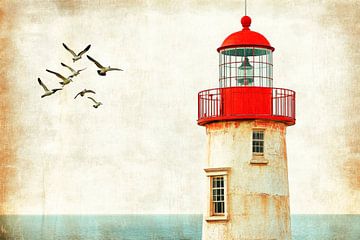 Vuurtoren met vogels van Poster Art Shop