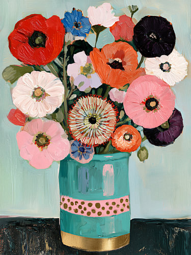 Fleurs colorées dans un vase