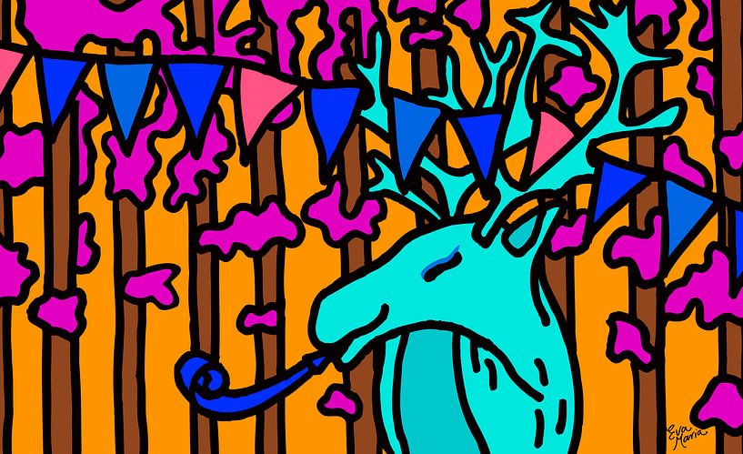 Deer mit Partyhupe von ART Eva Maria