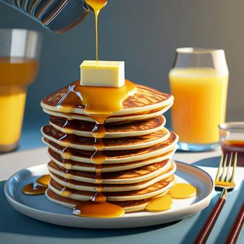 Een heerlijk ontbijt van luchtige pannenkoeken