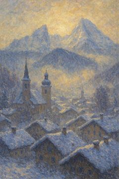 Berchtesgaden Watzmann Winter – Bayerische Alpen Impressionistische Kunst von Travel Shop