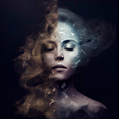 Women's face with double exposure. Part 3