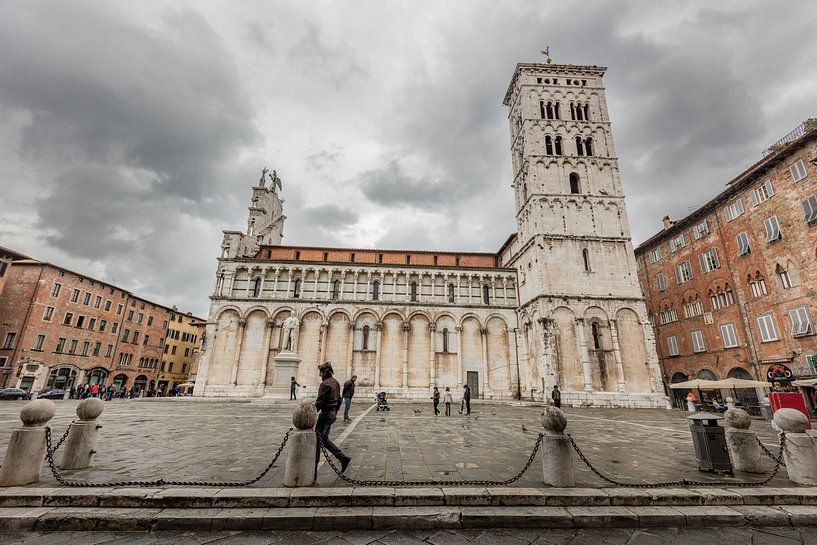 Church San Michele in Foro in center of Luca, Tuscany, Italy by Joost Adriaanse