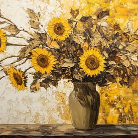 Golden Petal Cascade by Eye catching paintings