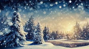 Weihnachtsbäume in einer Winterlandschaft Illustration