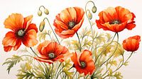 Stilleven met rode klaprozen, aquarel schilderij op wit canvas art design van Animaflora PicsStock thumbnail