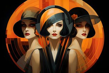 Three women in the Art Deco look by Skyfall