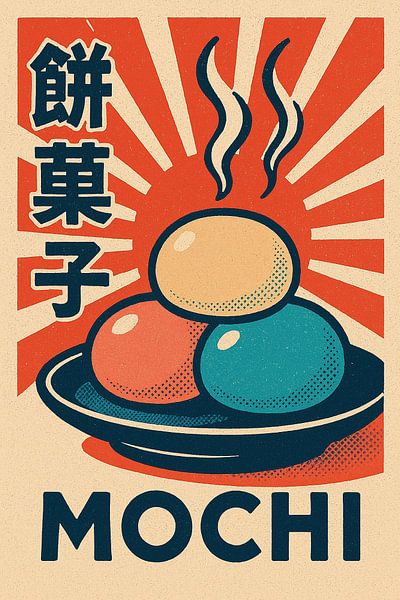 Retro Mochi Poster – Japanese Dessert Pop-Art Wall Art by Travel Shop