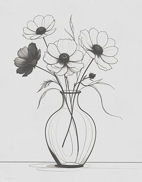 Minimal art - line drawing vase 02 by Emiel de Lange