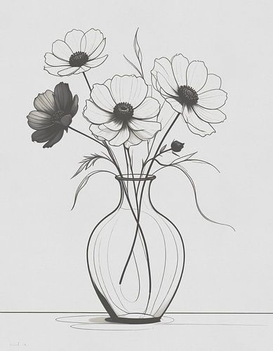 Minimal art - line drawing vase 02