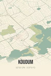 Vintage landkaart van Koudum (Fryslan) van Rezona