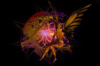 Illustration 3d. Un ange pensif assis.