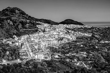 Mountain village Frigiliana in Andalusia in black and white by Manfred Voss, Black-White Photography