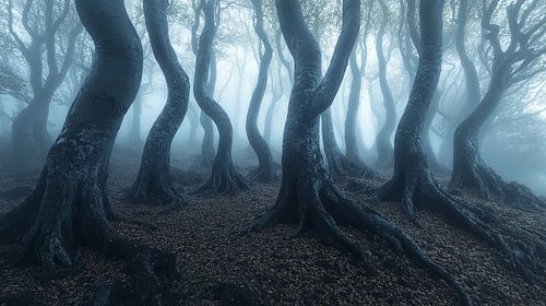 schilderachtig mystiek bos